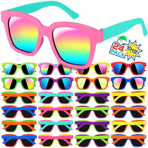 Luucio 24 Pack Kids Sunglasses Bulk, Kids Sunglasses Party Favor with UV400 Protection, Party Favors for Kids Goodie Bags, Summer Beach Party Favors, Pool Party Favors for Kids Age 3-8