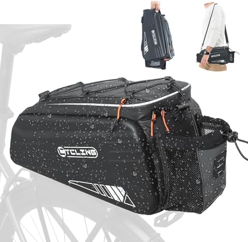 NDakter 3 in 1 Fahrradtaschen für Gepäckträger, 10L Eva Hartschale wasserdichte & Reflektierend Fahrrad Taschen Hinten Gepäckträger, Fahrradtasche Gepäckträgertasche mit Schultergu