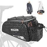 NDakter 3 in 1 Fahrradtaschen für Gepäckträger, 10L Eva Hartschale wasserdichte & Reflektierend Fahrrad Taschen Hinten Gepäckträger, Fahrradtasche Gepäckträgertasche mit Schultergurt & Tragegriff