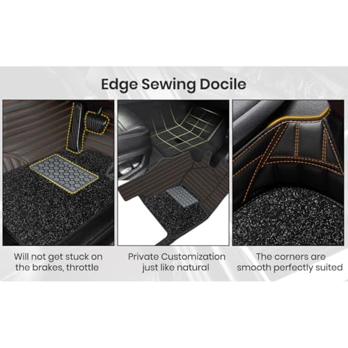 Image of Antiskid Premium 9D Car Mat Full Set for Tata Punch 2026 | Luxury Leather Dual-Stitch Full Set 9D Car Floor Mat || 100% Waterproof ||Color: Black Tan
