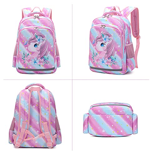 Kids Backpack For Girls Unicorn School Backpack Cute Toddler Book Bag Set With Lunch Box, Pink #TOP2