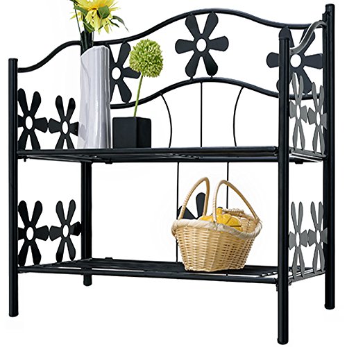 Deuba Étagère en métal 2 Niveaux/étages - Meuble Rangement de 50 cm - Décor Fleur