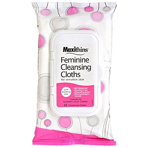 1 Pack of Maxithins Feminine Clensing Cloths for sensitive skin with soothing Aloe
