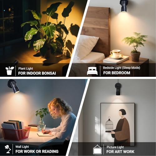 Image of Uplights Indoor, 10W LED Uplighting & Spot Lights with Zoomable 8-60 Focus Head, 3000K Accent & Floor Can Light for Plants Artwork Decor, 5.9 FT Plug Cord with Foot Switch, 2 Pack