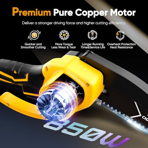 image for HOPTO Chainsaw 6-Inch 2 Pack 2000mAh Battery Hand Mini Chain Saw Birth