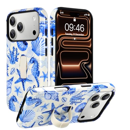 Coque de luxe iPhone 17 Pro Max aux reflets de coquillages et finitions or