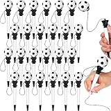 Lincia 24 Pcs Sport Funny Pen Hoop Ballpoint Novelty Bulk Plastic Sports Soccer Basketball Baseball Football Tennis Golf Themed Pen for Birthday Party Award Party Favor Supplies(Soccer)