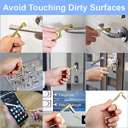 Healthy Key Brass Door Opener - Keychain Touch Tool - Use This EDC Door Opener and Stylus Keychain to Avoid the Need for Constant Hand Cleaning - 1 Pack of 2 - The Sage Owl - Thumbnail 4