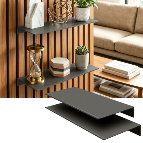 Image of Art3d Floating Shelves for Wood Slat Panels, 11.8 x 4.7 in, 2-Pack, Grey