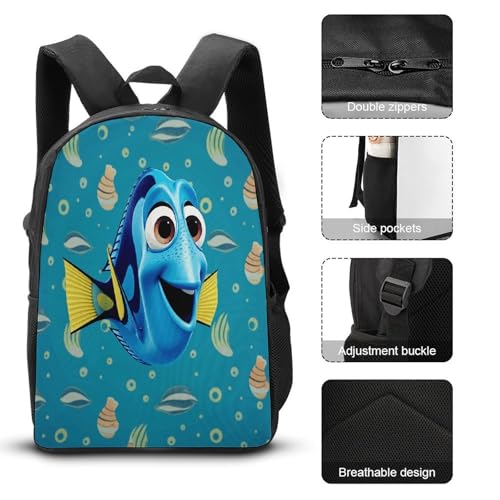 17-inch Backpack,Crossbody Lunch Bag,and Cosmetic Bags Suitable for Travel,business,casual,universal Dory Faces Print Travel Backpacks for Men And Women3