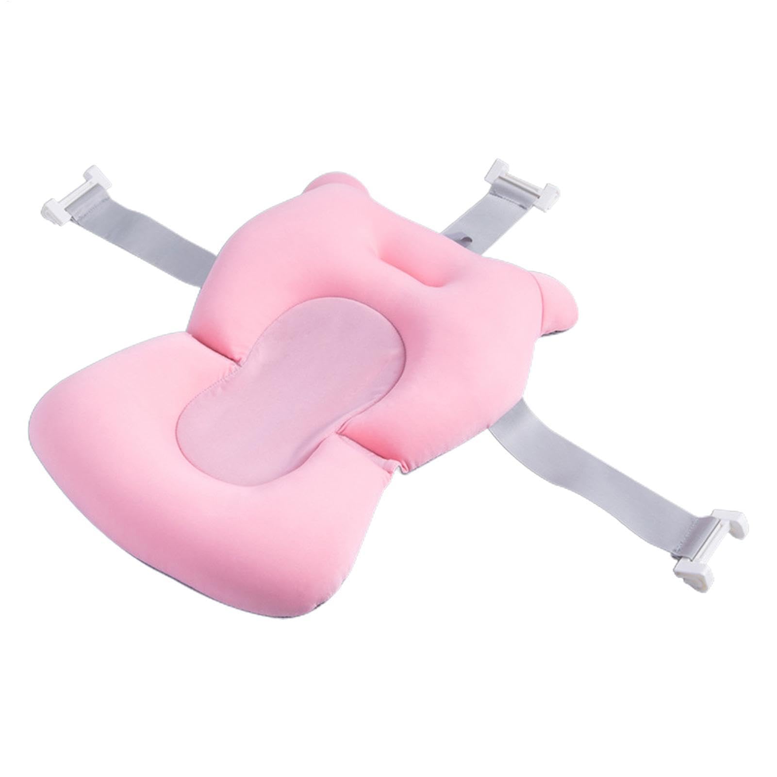 Baby Bath Cushion for Tub,Baby Bath Pad Floating Seat Adjustable Anti-Skid Support Pillow for Bathtub,New Born Tub Supporter with Safety Belts Adjustable Foldable