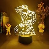 3D Illusion Light LED Night Light Anime Bleach Figuras Kurosaki ichigo Shikai x Kuchiki Rukia Visual 16 Lámpara de mesa USB creativa que cambia de color para la decoración del hogar