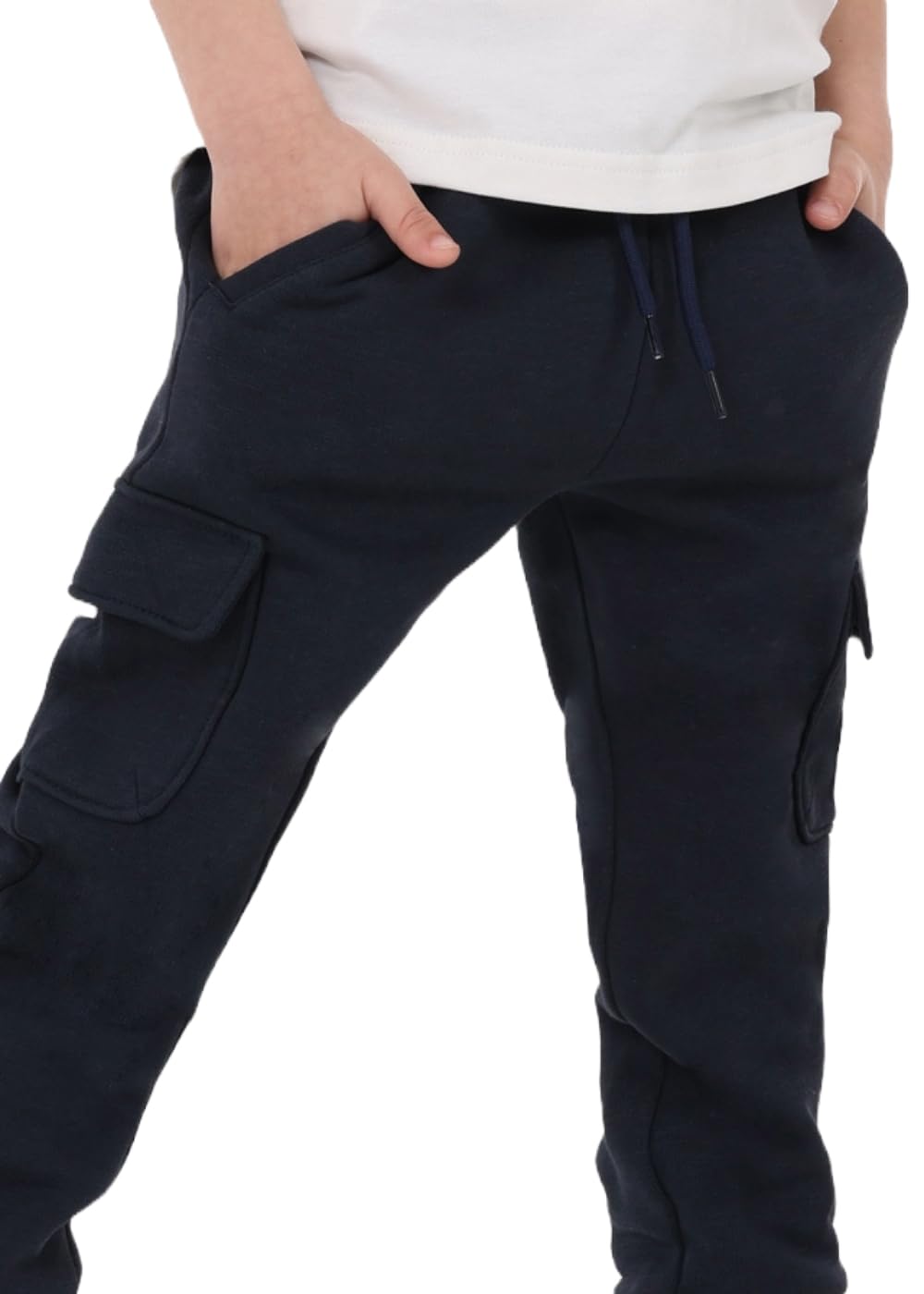 Generico Pantalone Jogger Cargo per Bambino e Ragazzo in Cotone Felpato, Vita Elasticizzata, Tasche Laterali, Stile Casual Sportivo Molto Versatile, 4522