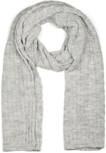 styleBREAKER Unisex einfarbiger Strick Schal mit strukturiertem Flecht Muster, Uni Winter Strickschal 01018161, Farbe:Hellgrau meliert