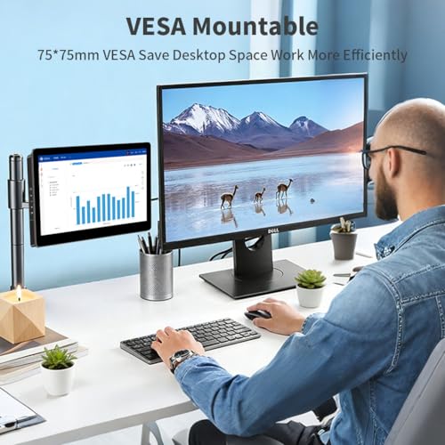 Image of 10.1 inch Touch Screen Monitor, IPS 1280x800 Small USB-C Secondary Display, 10-Point Touch, HDMI, VESA, Dual Speakers, Mini Monitor for Laptop PC Rasp Pi