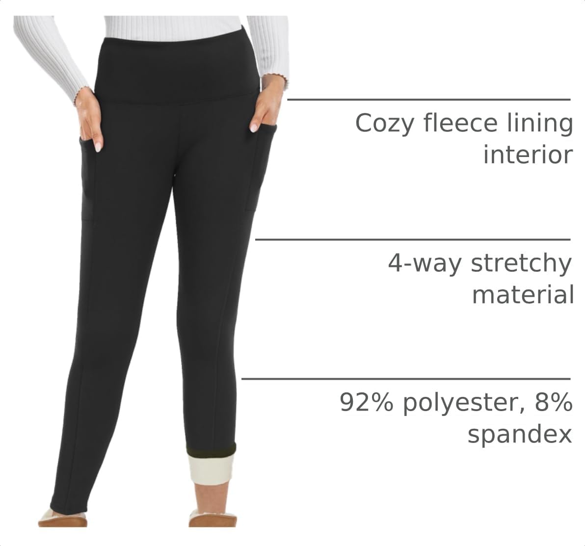 GAYHAY Fleece Lined Leggings Women - Thermal Winter Warm Thick Pants