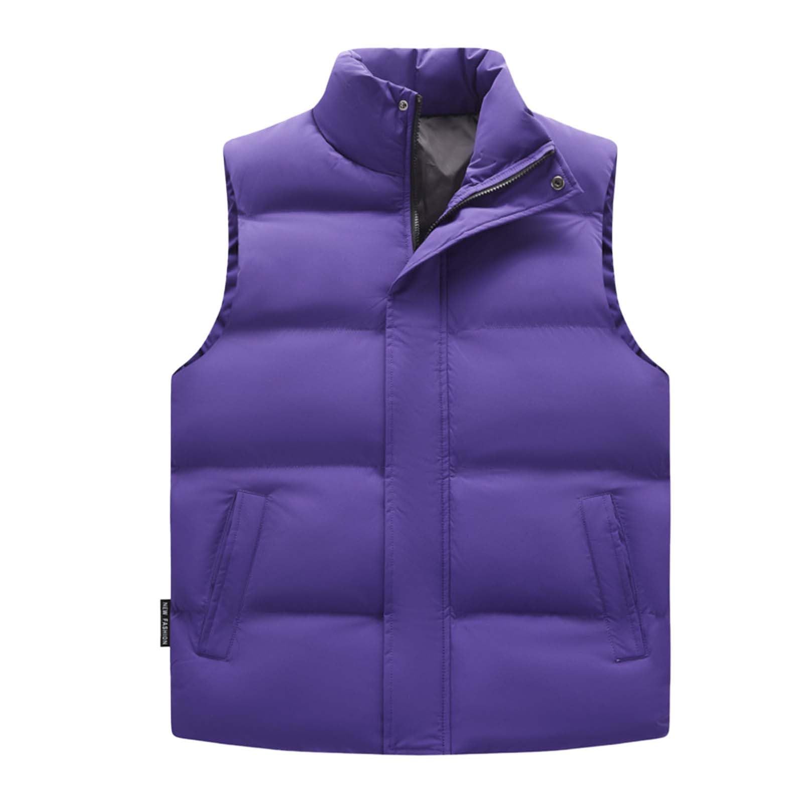 Generisch Gilet en duvet pour homme - Col montant - Gilet matelassé épais - Léger - Sans manches - Veste d'hiver chaude - Gilet de sport - Veste mi-saison - Couleur unie - Gilet de loisirs - Gilet