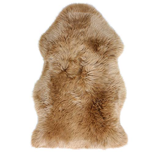 ムートンラグ 天然 オーストラリア産 長毛 1匹物 ラグ シナモン 60×90cm 洗える NF001CN