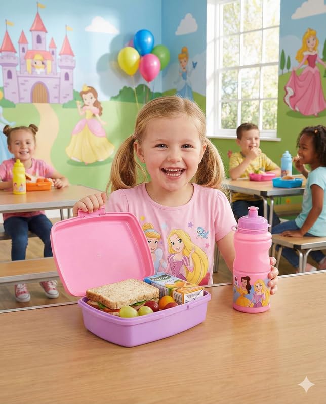 Image of STRIDERS Disney Princess 2-Piece Lunch Box & Bottle Gift Set | Insulated & Leakproof | Ideal for School, Travel & Picnics | Fun & Practical Meal Solution for Kids
