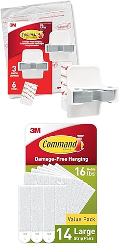 Command Paquete de decoración de pared para preparación navideña: organiza tu casa con pinzas de escoba para montaje en pared, tiras para colgar