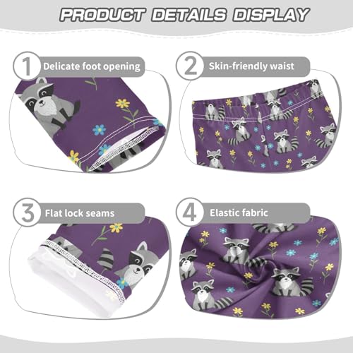 Girls Leggings Size 4T Raccoon Indigo Breathable Soft Tights Girl Yoga Pants for Gymnastics Dance3