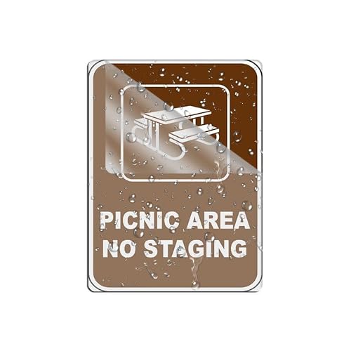peiyeety Metal Tin Sign Picnic Area No Staging Funny Safety Quote Wall Art, Vintage Style, Wall Decor For Indoor Home Kitchen Living Room Bedroom Office Cafe Bar, 6x8 Inch