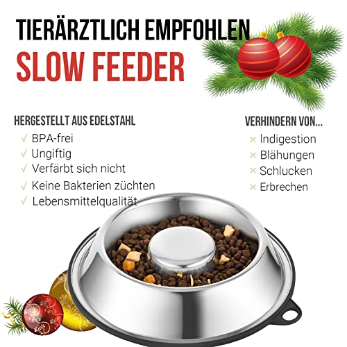 PEGGY11 Edelstahl Slow Feeder Hundenapf | Dauerhaft verklebter Rutschfester Silikonkautschuk
