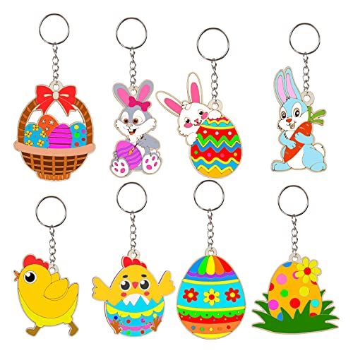 PATAZOK 16pcs Easter egg Keychain, porte - clés de Pâques ensemble d'artisanat en bois, ensemble d'artisanat pour enfants comme un grand cadeau pour la Fête de Pâques Cover