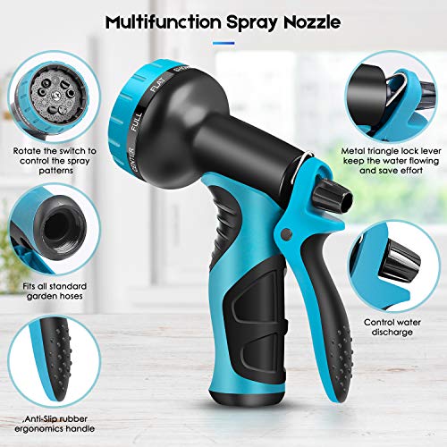 Amayrose Garden Hose Expandable Water Hose with 9 Function Spray Nozzle, Leakproof Expanding Flexible Outdoor Yard Hose with Solid Brass Fittings, Extra Strength 3750D Durable Car Wash Hose Pipe(25ft) - Thumbnail 4