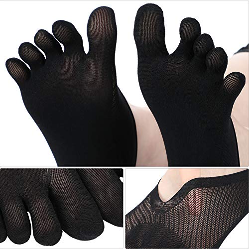 6 Pairs Women Toe Socks Low Cut Liner Socks Full Finger Socks With Gel Tab Toe Separated Socks (Black, Nude) #TOP3