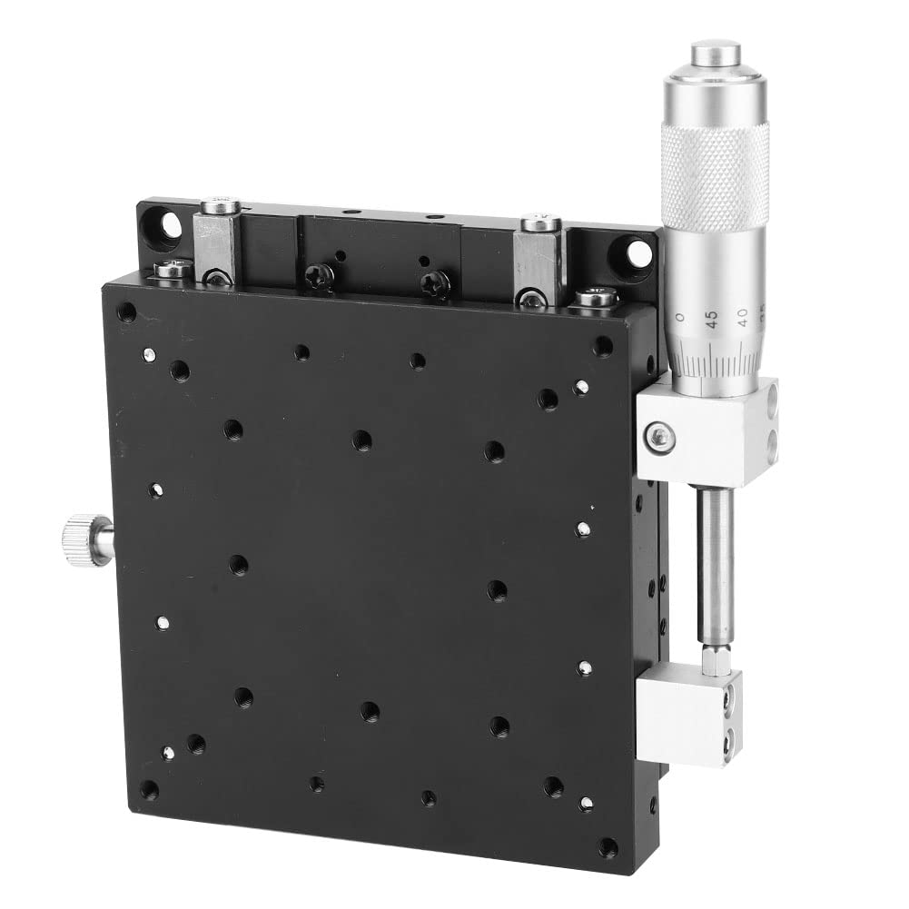 IGNVXMGKP Manual Linear Stage LX100 - L | X Axle Trimming Platform 0.01mm Scale | Optical Micrometer for Microscope/Tester/Inspection | 100x100mm Platform, 140N Load