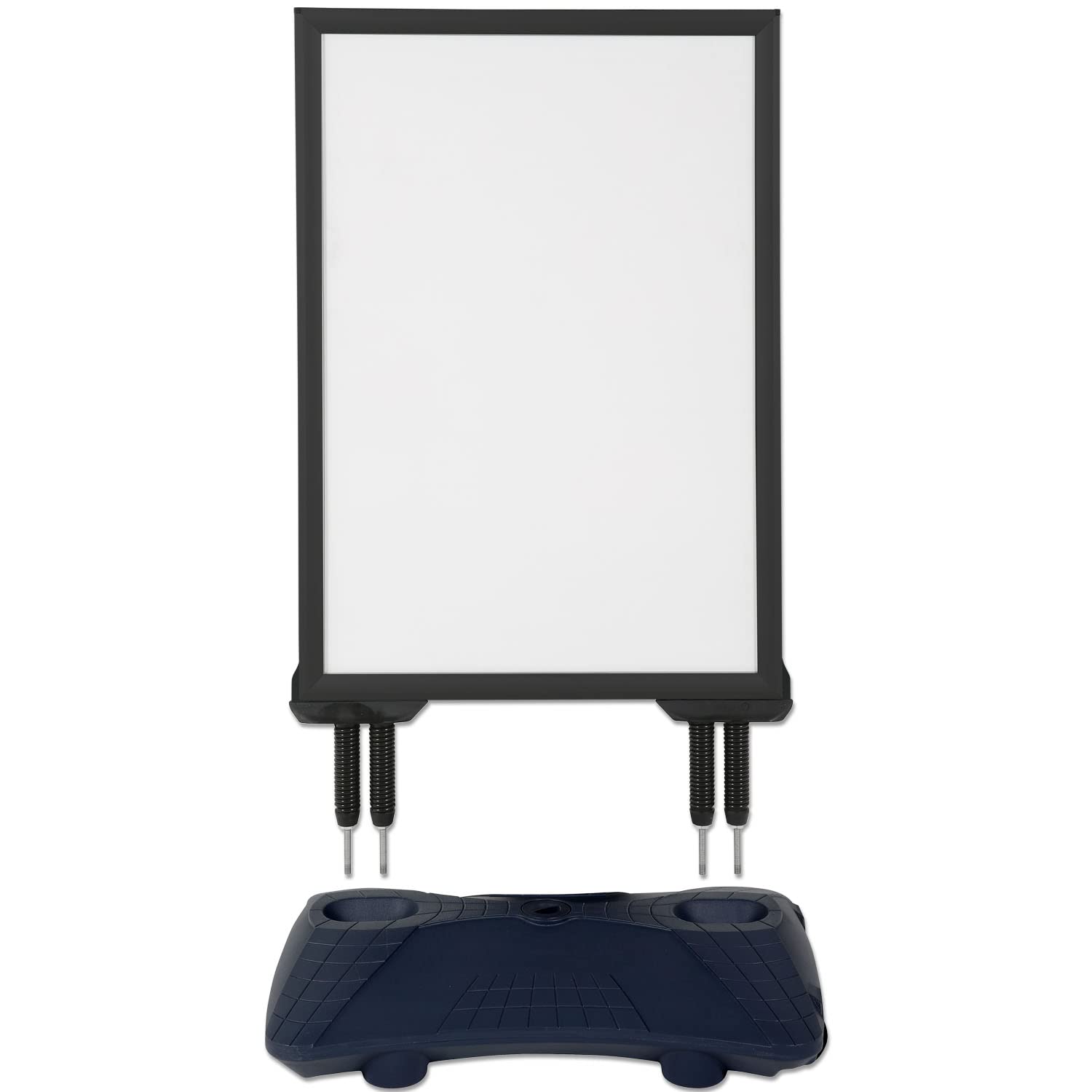 DisplayLager Kundenstopper Doppelfederung Model Wind-Pro | Für DIN A1 594x841 mm. Robuster Wetterfester Plakataufsteller. Standgewicht für hohe Windgeschwindigkeiten und Rollen (A1, Schwarz)