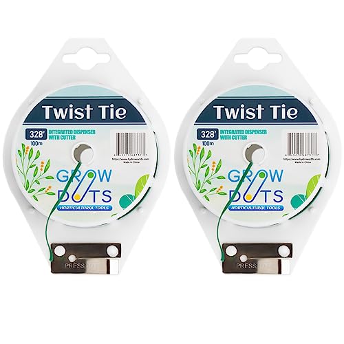 GROWDOTS 656ft (200m) Twist Ties for Plants with Cutter Wire Tie Cable for Gardening Office Home Fixed Plant Rope Plant Ties Multi-Function Cable Green