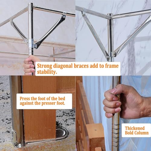 Cama con dosel de acero inoxidable King postes de metal para muebles de dormitorio 6