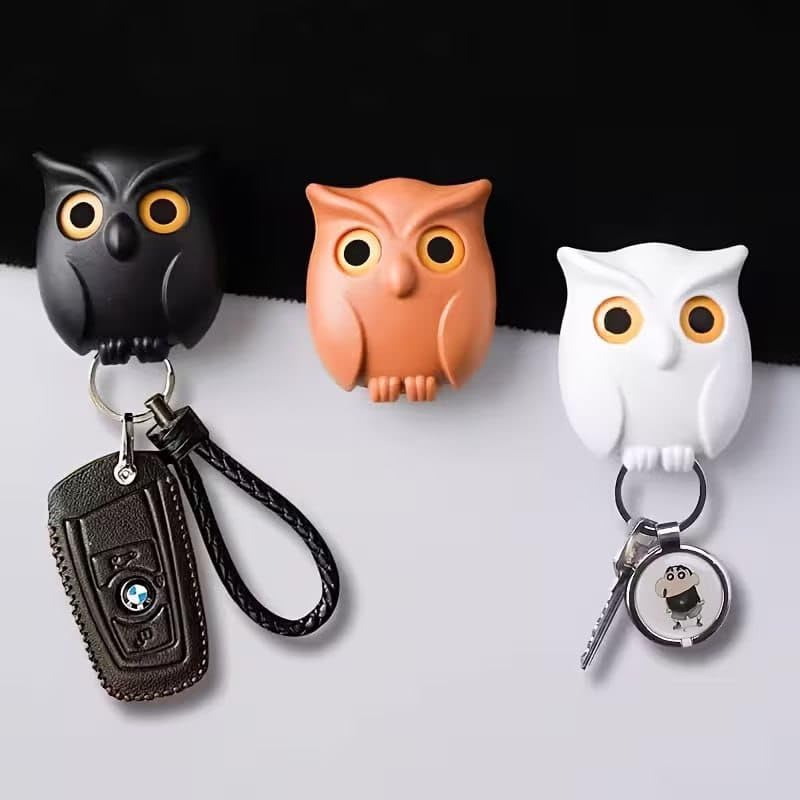 Magnetic Owl Key Holder, Cute Night Owl Keyring Holder, Automatic Open Close Eyes, Creative Black Key Hanger,Best Gift Item for New Home and Home Decor Pack of 1-image-26