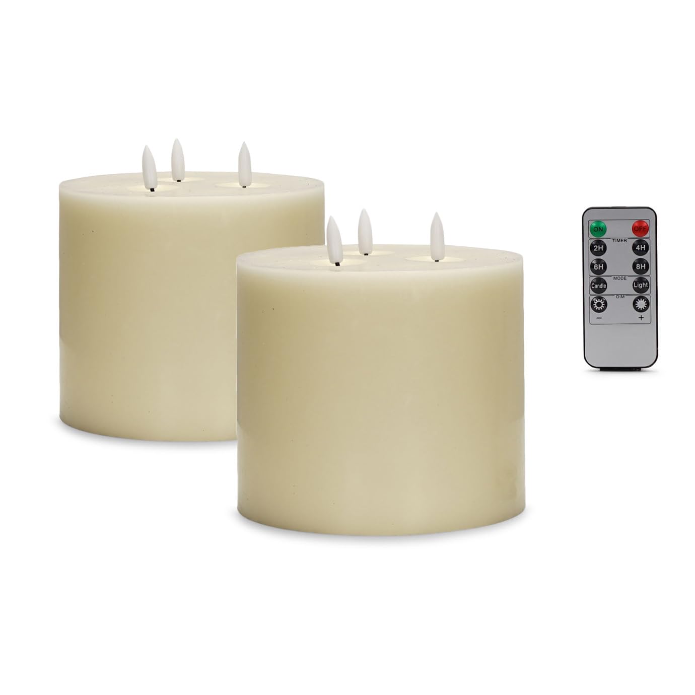 Valuelights Set Of 2 Led 3 Wick Flickering Candle With Remote Control