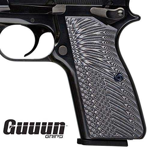 Guuun G10 Grips for Browning Hi Power and Tisas Regent BR9, OPS Eagle Wings Texture - Grey
