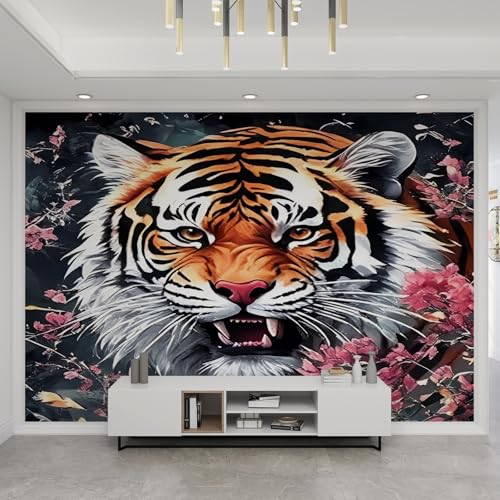 Papier peint tigre à fleurs pour métamorphoser un salon