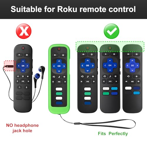 Image of (2 Pack) Remote Cover Case for Roku TV Remote Glow in the Dark - Green /Blue