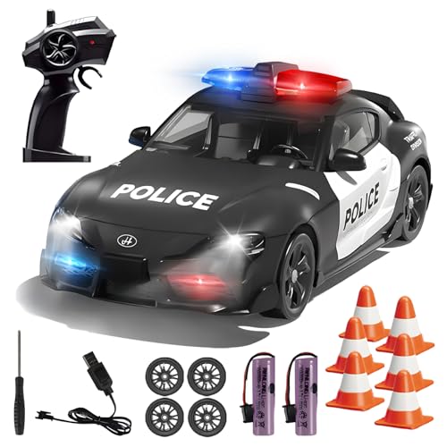 RC Drift Car Polizeiauto mit Licht und Sound, 1:24 Ferngesteuertes Auto mit...