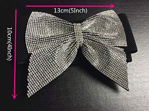Women's Big Rhinestone Bow Elastic Peplum Waistbunds Wide Wedding Party Dress Belts For Women Blingbling Corset3