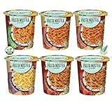 Pasta Nostra | Pack of 6 x 70g | Instant Pasta Pots, Fusilli | Bolognese-02, Carbonara-01, Arrabbiata-01, Tomato & Mozzarella-02 | Made in Italy, Ready in 5 minutes, 4 Flavours Variety Pack