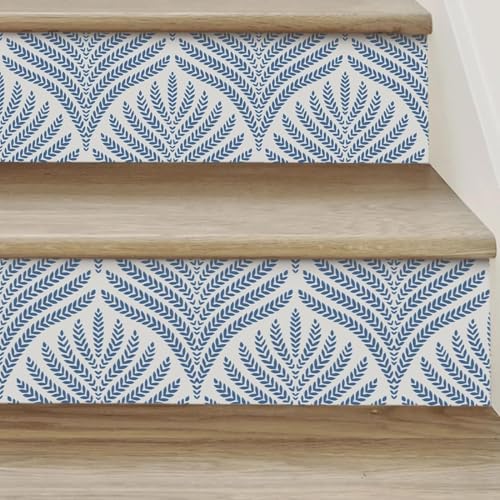 Image of Veki Luxury Floral & Botanical Geometric Wallpaper Mural - Waterproof, Moisture-Proof, Self-Adhesive PVC Wall Sticker for Home & Hotel Decoration (45cm x 300cm) (Blue Leaf)