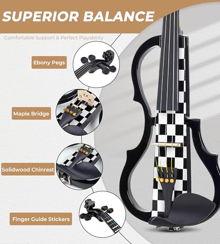 Vangoa AVVE-4L Left Handed Electric Violin 4/4 Full Size Set Fiddle, Left Starter Violin Silent Electronic Kit thumb #6