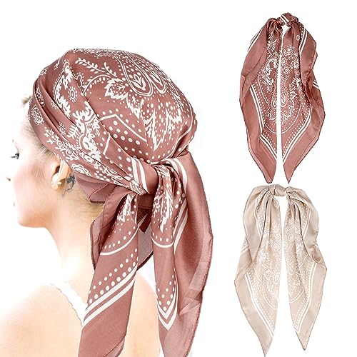 Dimeho 2 Stück 70 cm Satin-Kopftuch, quadratische Satin-Kopftücher für...