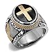 Men's Black & Silver Stainless Steel Christian Holy Cross Ring Size 8-14 (10)