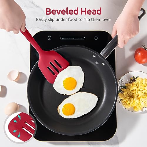 U-Taste 600ºf Heat Resistant Silicone Turners: U-Taste 13.6In Long Solid & Slotted Kitchen Spatula Flipper thumb #8