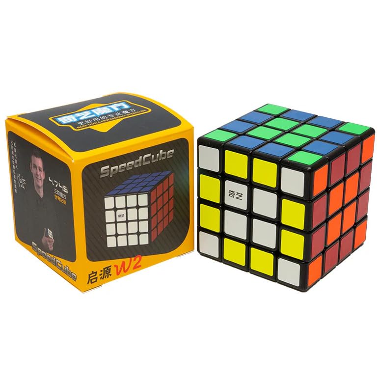 Image of HAWKISTER Qiyi QIZHENG W 4X4 Speed Cube 4X4X4 Magic Cube Puzzle, Black-Base, 3+ Years