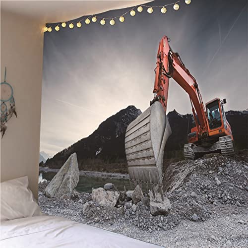 Tapiz de pared de excavadoras Isdreem: decoración gigante de tela gris de 200x150 cm 5