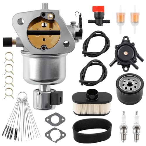 FR730V Carburetor Compatible with Kawasaki FS730V FR730V Engine Mower Carb Replaces #15004-1097 15004-1062 15004-0826 15004-0984 with Air Filter Oil Filter Fuel Pump Spark Plugs